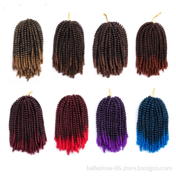 Hot sell  8-12 inches pre twisted ombre color spring twists  curly crochet braid hair spring twist hair